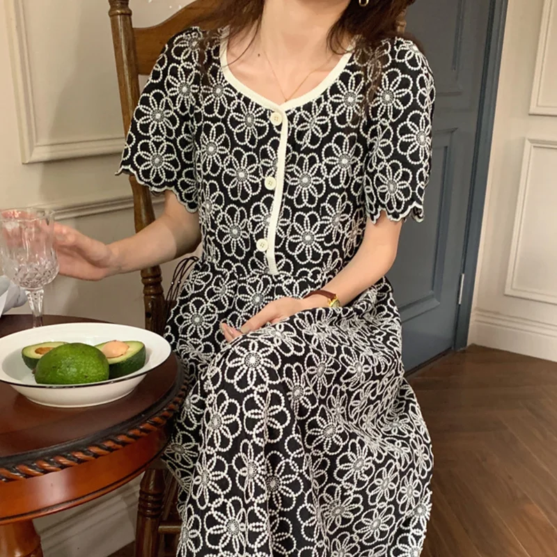 Платье женское летнее хлопковое с рукавами фонариками и вышивкой|Женские платья|