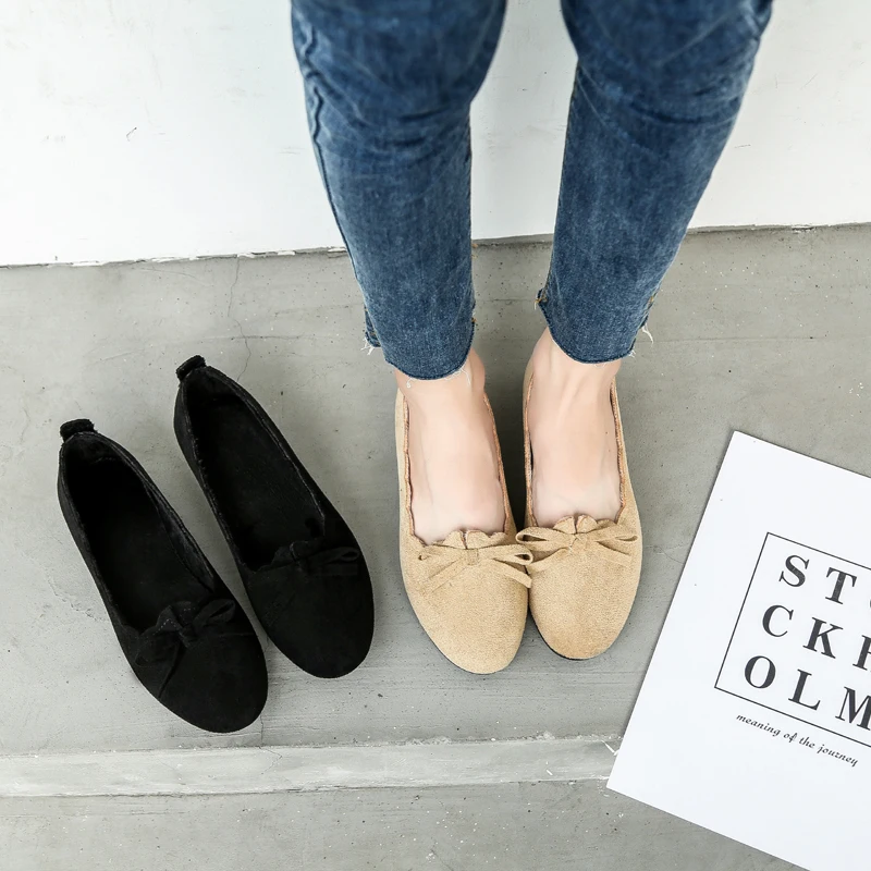 

Autumn Women's Flat Shoes Fashion Non-slip Women's Casual Shoes Suede Leather Shoes Women Faux Fur Warm Plush Flat Shoes