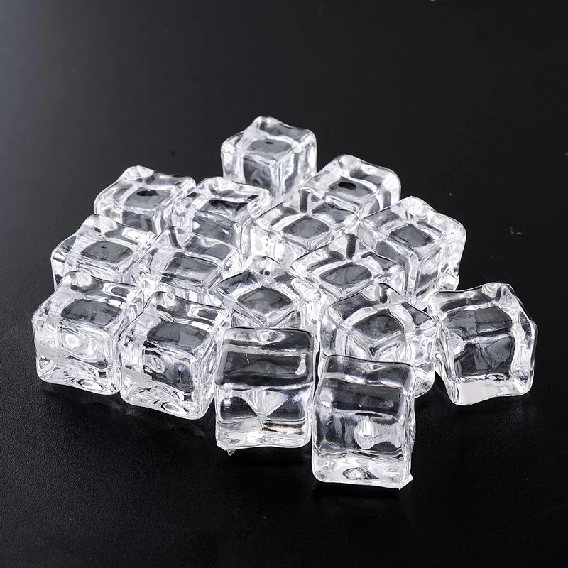 

16Pcs Fake Ice Cubes Reusable Artificial Clear Acrylic Crystal Cubes Whisky Drinks Display Photography Props Wedding Party Decor