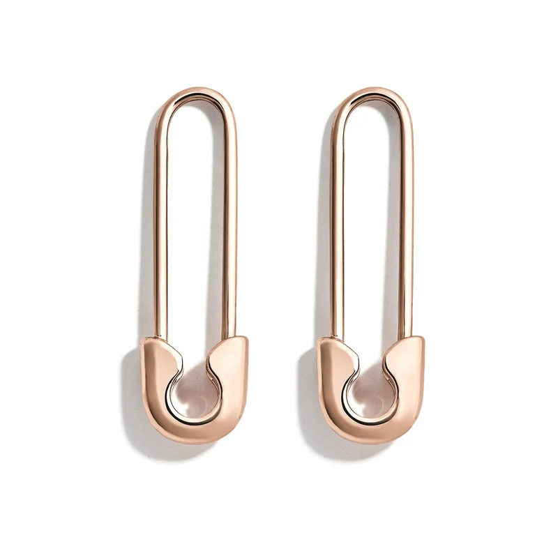 

Minar Rose Gold Silver Color Safety Pin Drop Dangle Earrings for Women Simple Metallic Paperclip Hanging Earring Oorbellen 2021