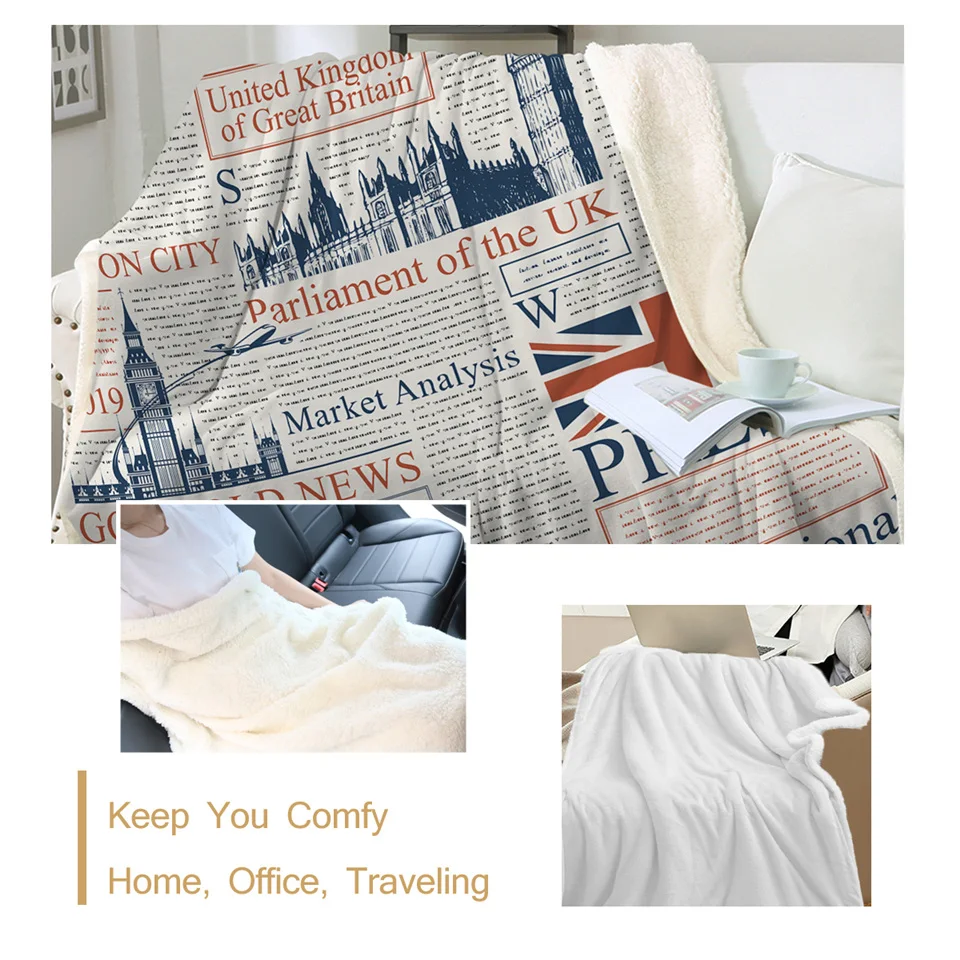 Постельное белье газета шерпа Флисовое одеяло Великобритания плед журнал