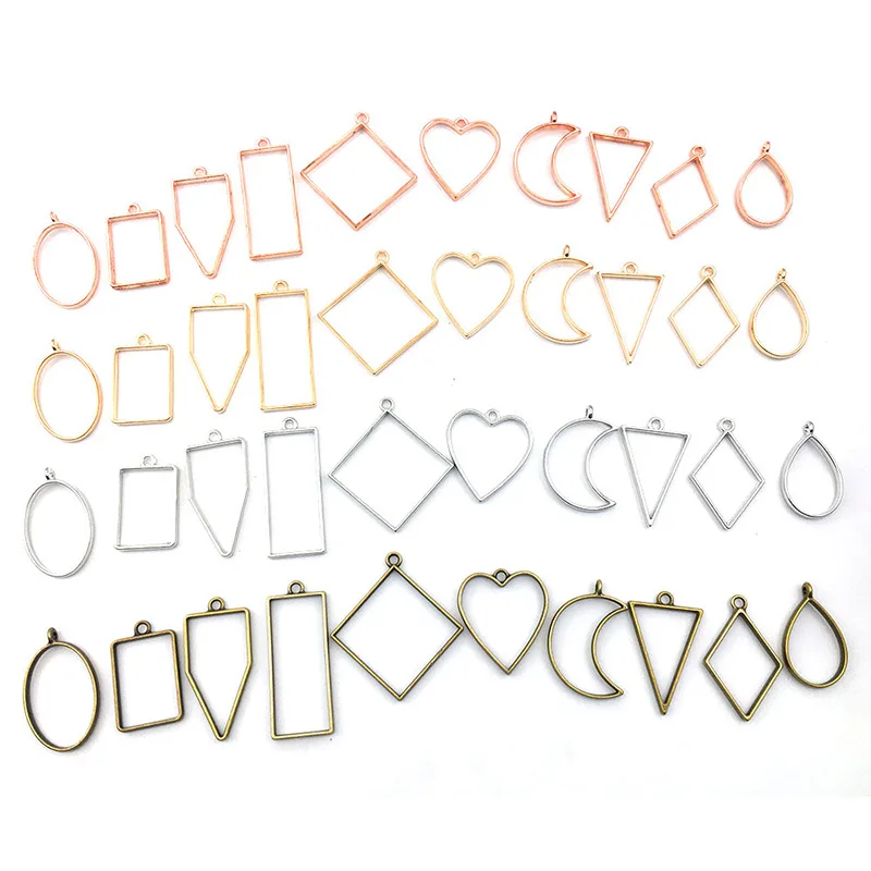 

10pcs Hollow Blank Pendant Tray Bezel Charms Geometric Figure Charm DIY Bracelet Necklace Handmade Bezel Mold Tool Making