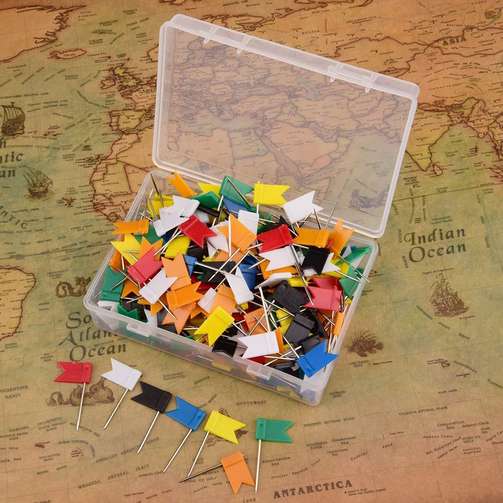 

100pcs Flag Push Pins Nail Thumb Tack Cork Board Map Drawing Pins Wall Nails For Home Office School Stationery Supplies 7 Colors
