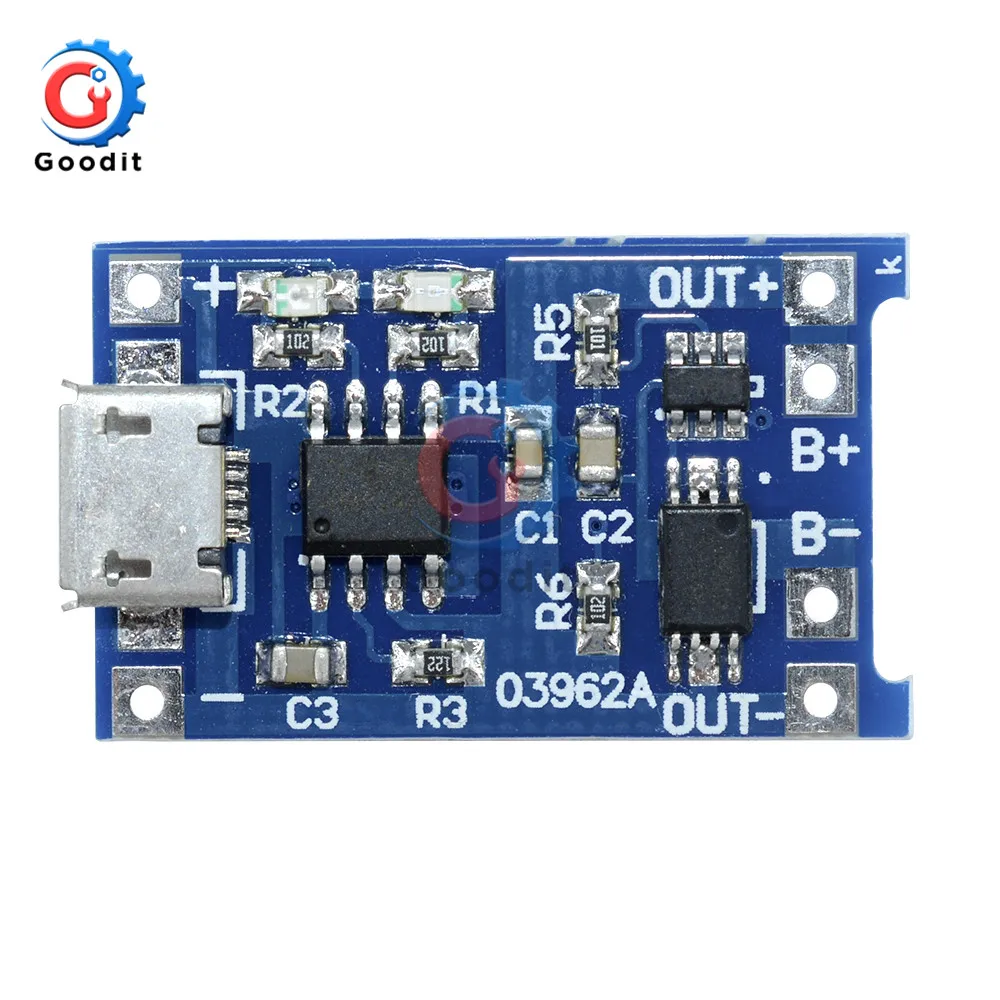 2 шт Micro USB 5V 1A 18650 TP4056 литиевый модуль зарядного устройства аккумулятора зарядная