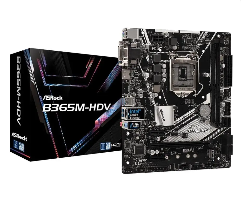 ASRock B365M HDV для Intel LGA 1151 Socket SATA 6 ГБ/сек. Ultra M.2 интерфейс USB 3 1 DDR4 Micro ATX десктопная