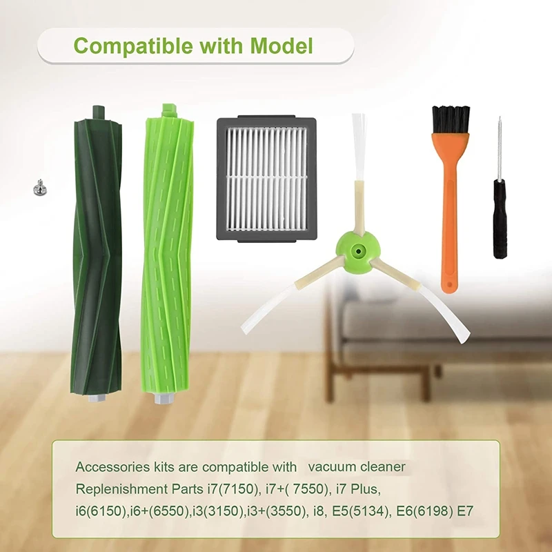 

Replacement Parts Kit for IRobot Roomba I & E Series I7 I7+ E5 E6 Dust Bags Brush HEPA Filter Set Vacuum Accessories