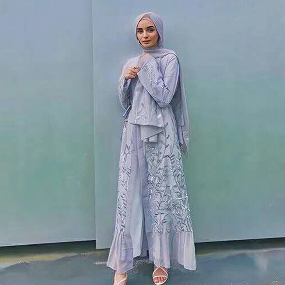 Открытая абайя, искусственный кафтан, Марокканское мусульманское платье, длинное кимоно, женская одежда Caftan, мусульманская одежда