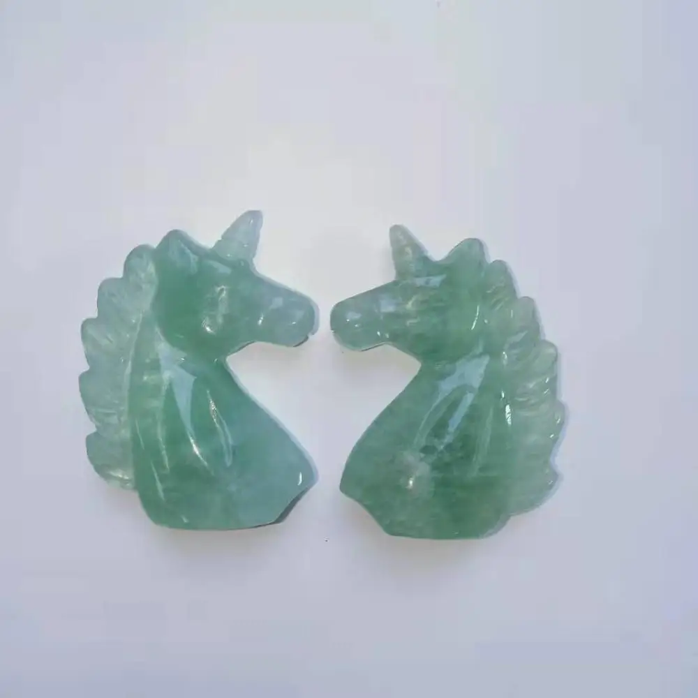 Green Fluorite High Quality 2.5inches Various Gemstone Unicorns Shape Crystal Cute Animal Hand Polished Feng Shui For Gift& Home Decor WYQ - Цвет: Green Fluorite