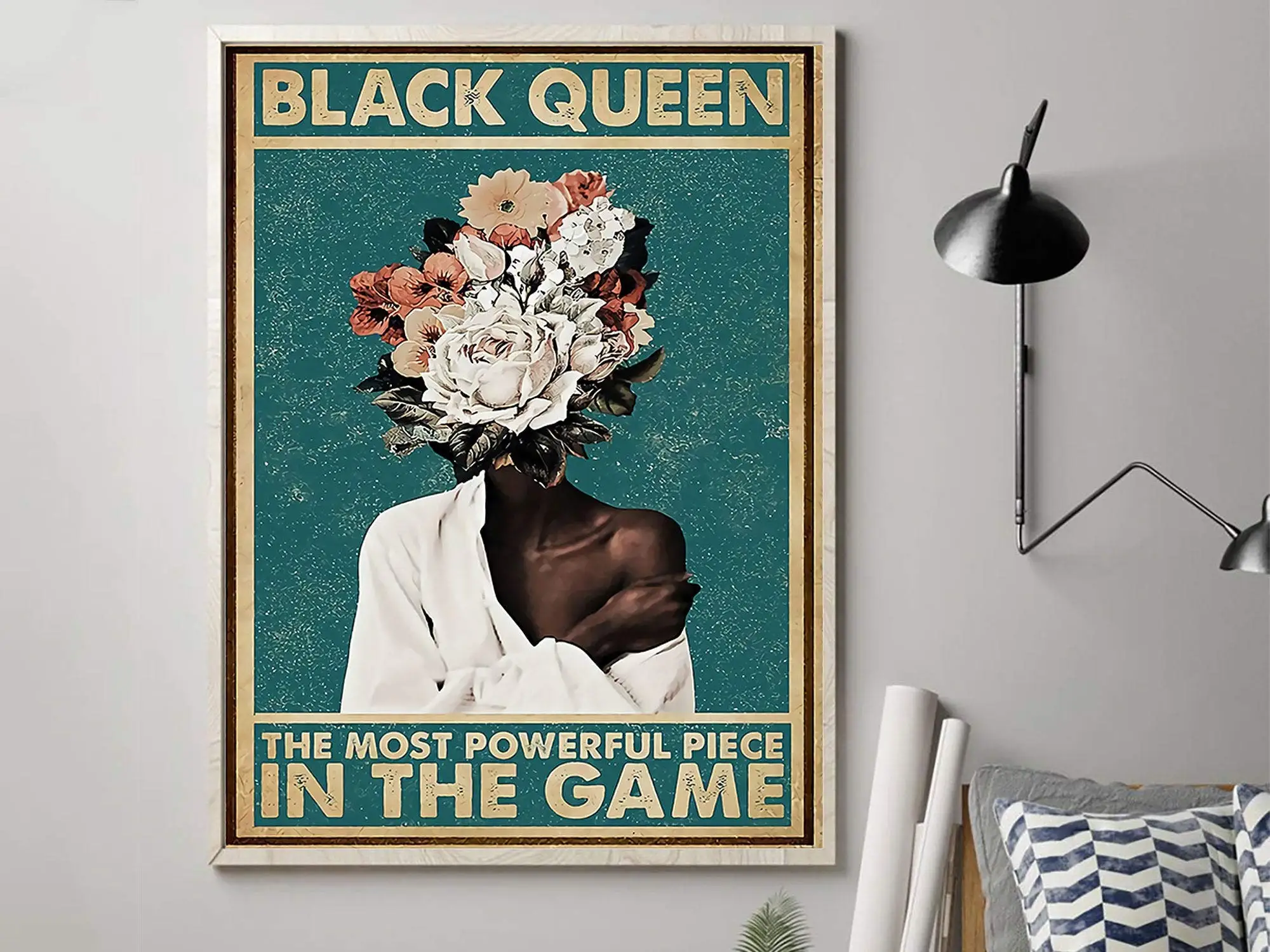 

Black Queen Poster, Girl Floral Wall Print, Music Wall Decoration, Music Poster, Retro Girl Music Art, Print Wall Art Reproducti
