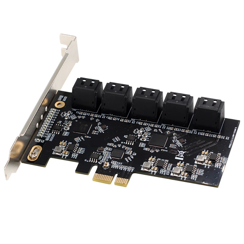 

SATA Expansion Card PCI-E X1 to 10-Port SATA3.0 6Gpbs JMB575 Desktop Solid State Drive Expansion Card Support Soft RAID
