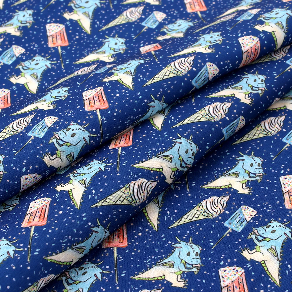 

IBOWS Polyester Cotton Fabric Planet Rocket Dinosaur Printed Cloth Fabric Patches Dress Home Textile Handmade DIY 45*150cm/pc