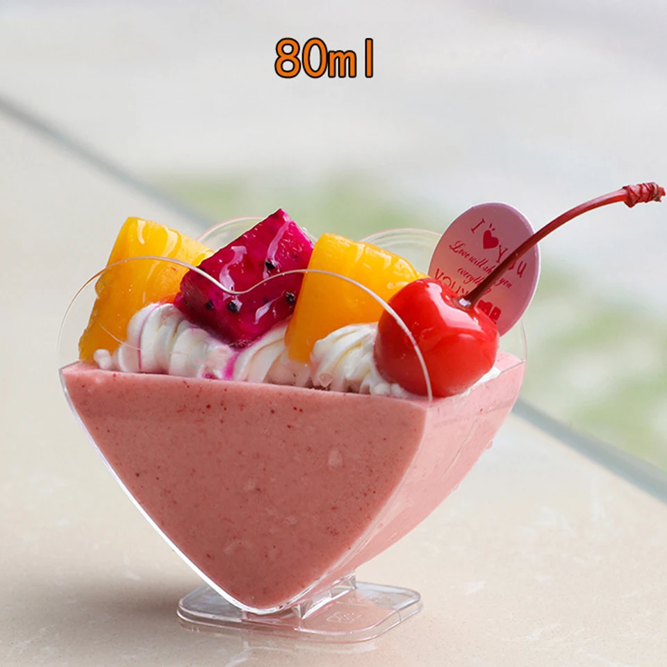 Transhome в форме сердца чашки для муссов и десертов 10 шт. Пудинг Желе стакан Тирамису