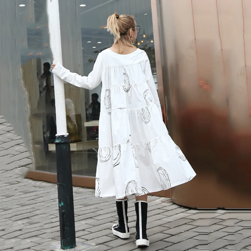 Женское многослойное платье XITAO свободное плиссированное с лоскутным принтом