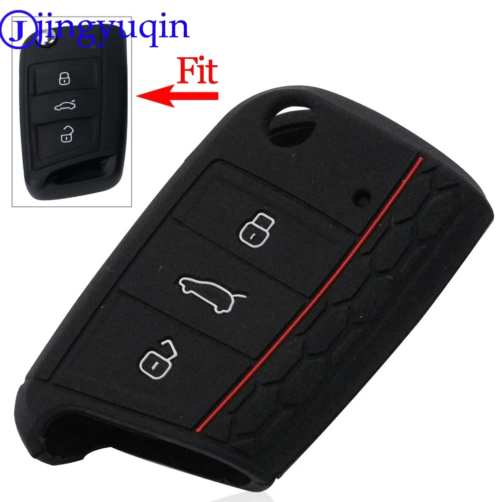 Чехол для автомобильного ключа силиконовый чехол с 3 кнопками Volkswagen New Polo Golf 7 mk7