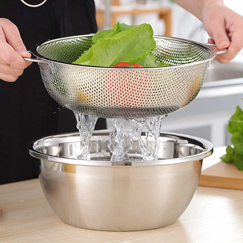 

Colander Stainless Steel Micro-Perforated Colanders Strainers with Handles for Draining Rinsing Washing Vegetable Fruits