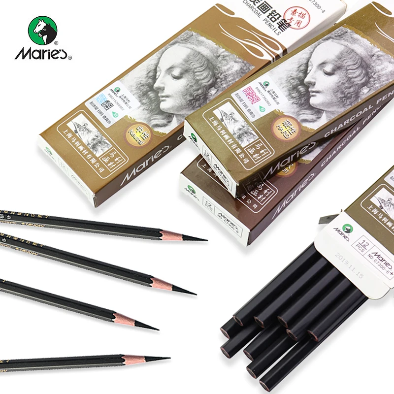 12pcs Soft/medium/hard/extra-soft Drawing Charcoal Pens Art Supplies C7300