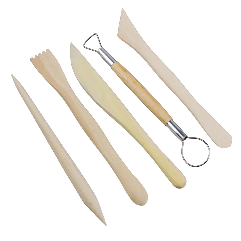

5Pcs Wooden Pottery Clay Sculpture Carving Tool Set