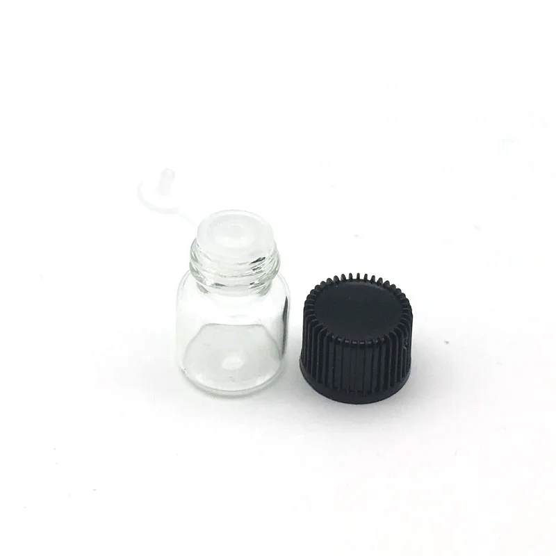

100pcs 1ml Clear Glass Vials Empty Perfume Essential Oil Bottle with Orifice Reducer and Cap Mini Bottles