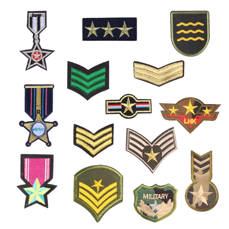 

Personality Military Rank Patch Sticker Iron on Clothes DIY Medal Heat Transfer Applique Embroidered Cloth Fabric Patches Badge
