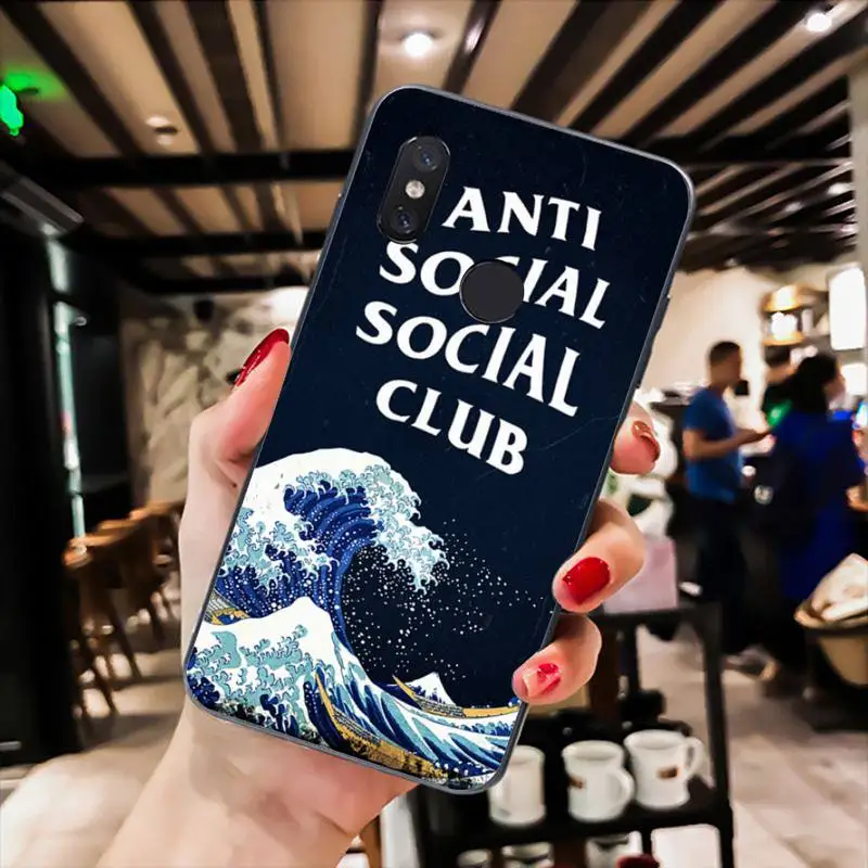 

Anti Social Phone Case For Xiaomi Mi 5 6 A2 A2lite A1 9 9SE 8Lite 8explorer Pocophone F1 Black Soft TPU Cove Fundas