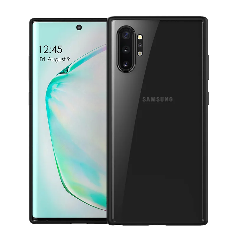 Сверхмощный бампер для Samsung Galaxy Note 10 Plus чехол прозрачный гибридный защитный с