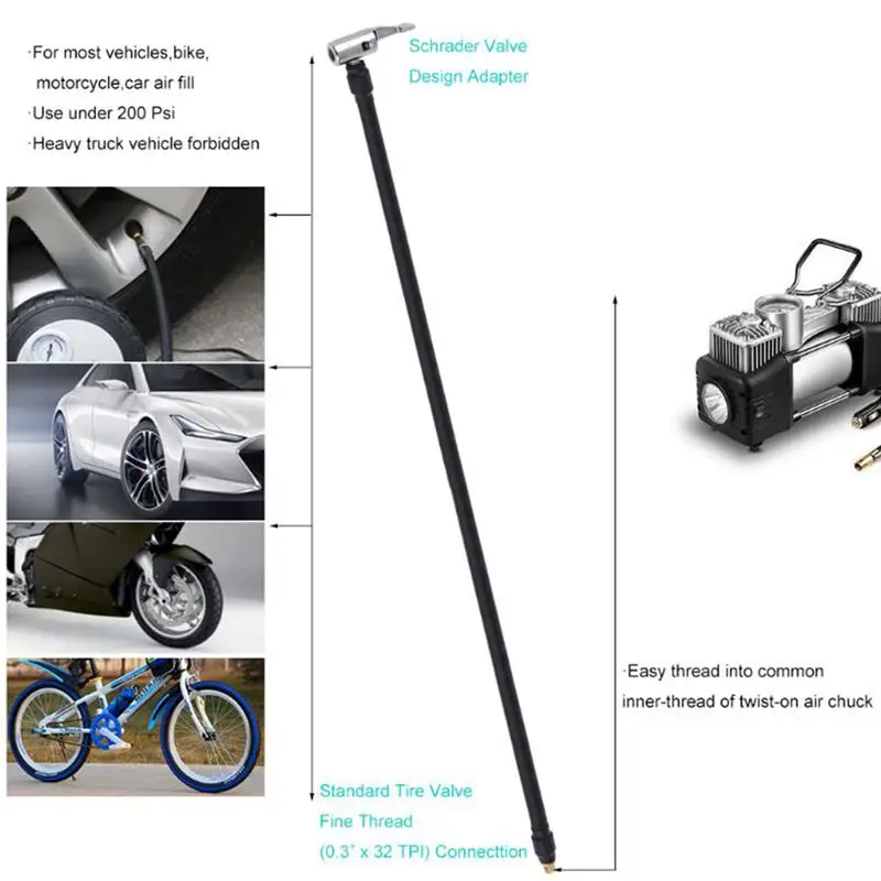 

Inflatable Tube Hose Car Tire Air Inflator Hose Inflator Tube Connection Quick Inflation Chuck Locking Air Chuck Bike Motorcycle