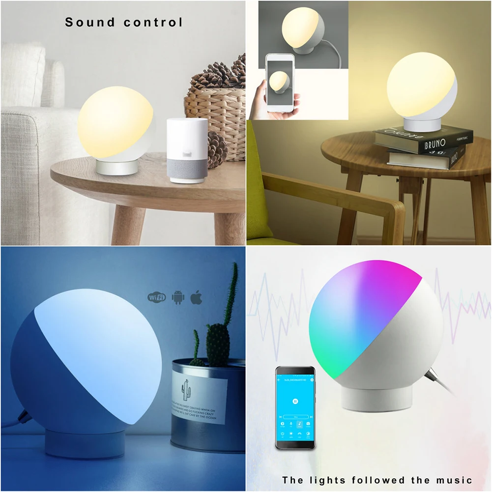 Smart Life APP WiFi Ночной светильник с дистанционным управлением, настольный светильник с регулируемой яркостью, голосовое управление через Alexa Google Home, таймер, цветной сменный