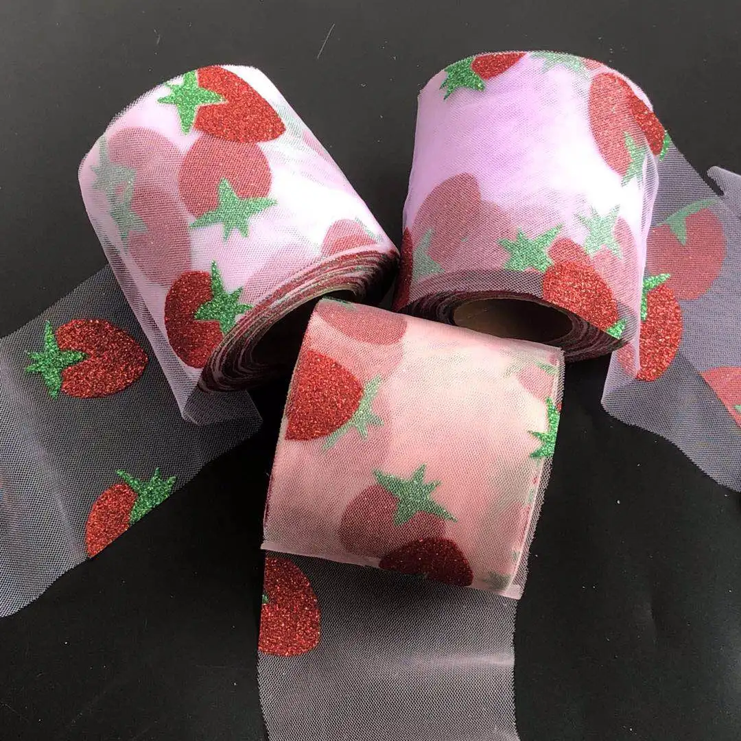 25 ярдов/рулон тюлевого рулона Флокирование органза сетка ткань лента подарок