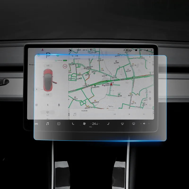 

Закаленная пленка Tesla Model Y для центрального экрана, водонепроницаемая и устойчивая к царапинам, HD синяя матовая модель