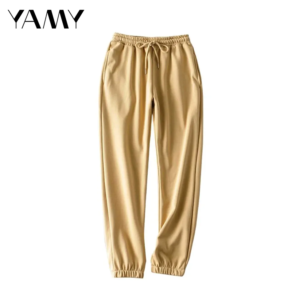 Женские эластичные спортивные брюки с высокой талией повседневные свободные