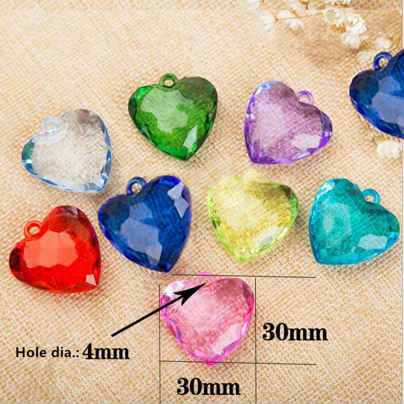 20 шт./лот многоцветный подвесной кулон сердце алмазные люстры Акриловый Кристалл
