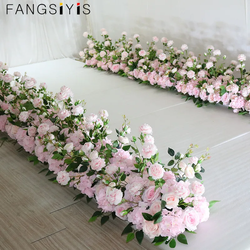 

Custom arch artificial flower widened high-end green leaf pick flower row arrangement plants wall party wedding decor backdrop