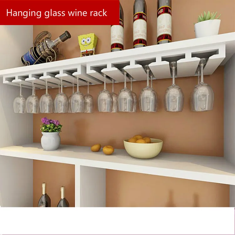 

Wine Shelf Hanging Glass Rack For bar Cabinet vino holder Solid Wood Wine Rack Upside Hanging Whisky Holders Solid Goblet