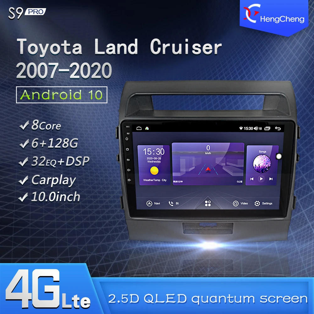 

Для Toyota Land Cruiser 07-20 автомобильный умный мультимедийный видеоплеер Touareg GPS-навигация Радио Android 10,0 4G Версия