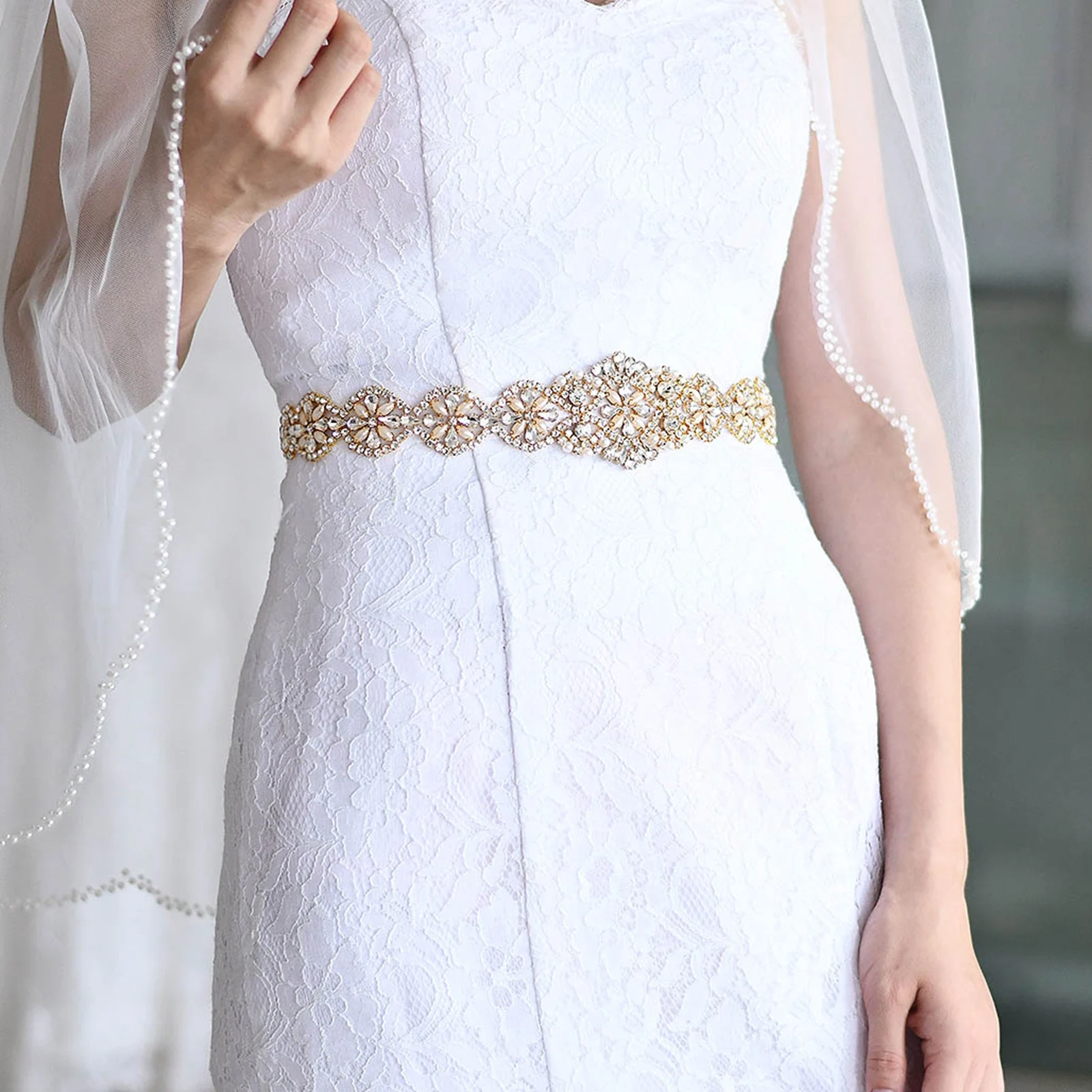 Golden Diamond Belts Rhinestone Wedding Belt Bridal Gowns Sashes Dress Jewel for Women Pearl Dresses | Свадьбы и торжества