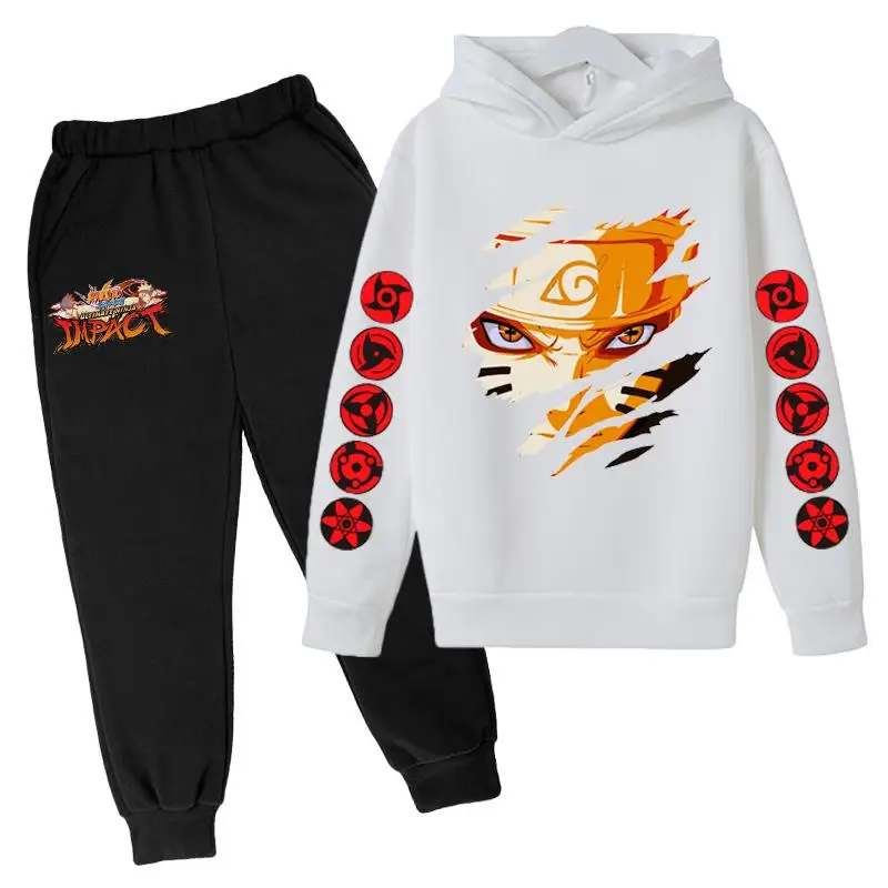 

2021 Casual Tracksuit Anime Graphic Pullover Girl Kawaii Harajuku Sweatshirt Suit Unisex Boy Hoodies And Pant 2 Piece Set