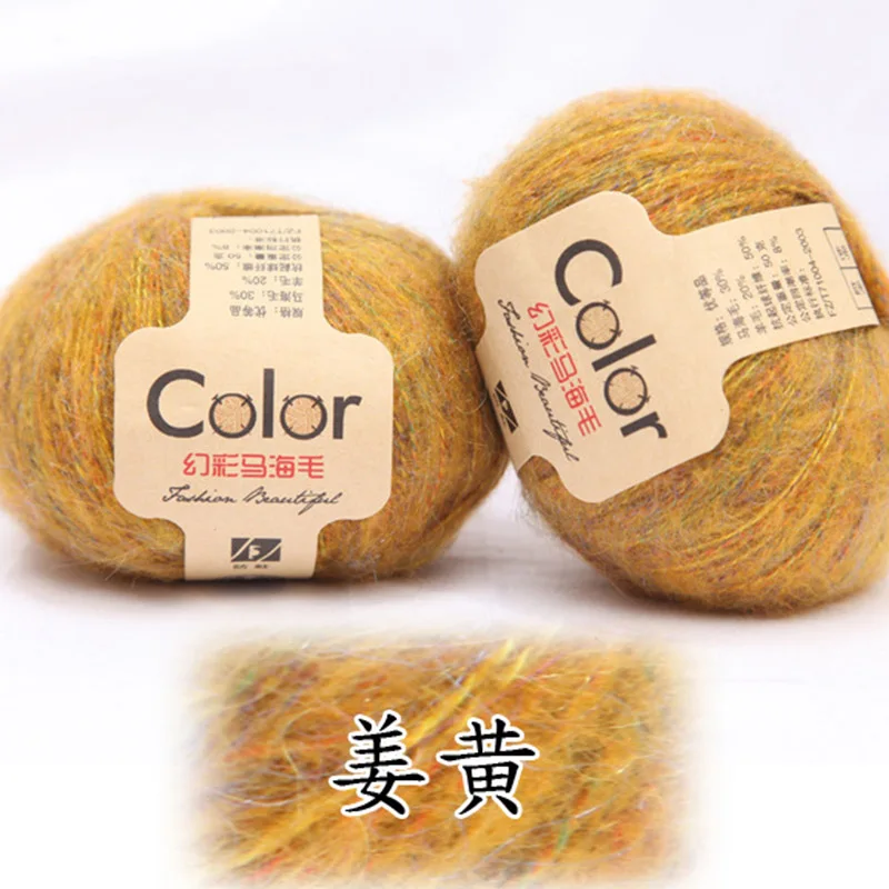 Ginger Yomdid цветная мохеровая линия из ангорской шерсти вязаная крючком нить pelote de laine tricoter DIY пряжа для вязания свитера с шарфами шапки - Цвет: Ginger