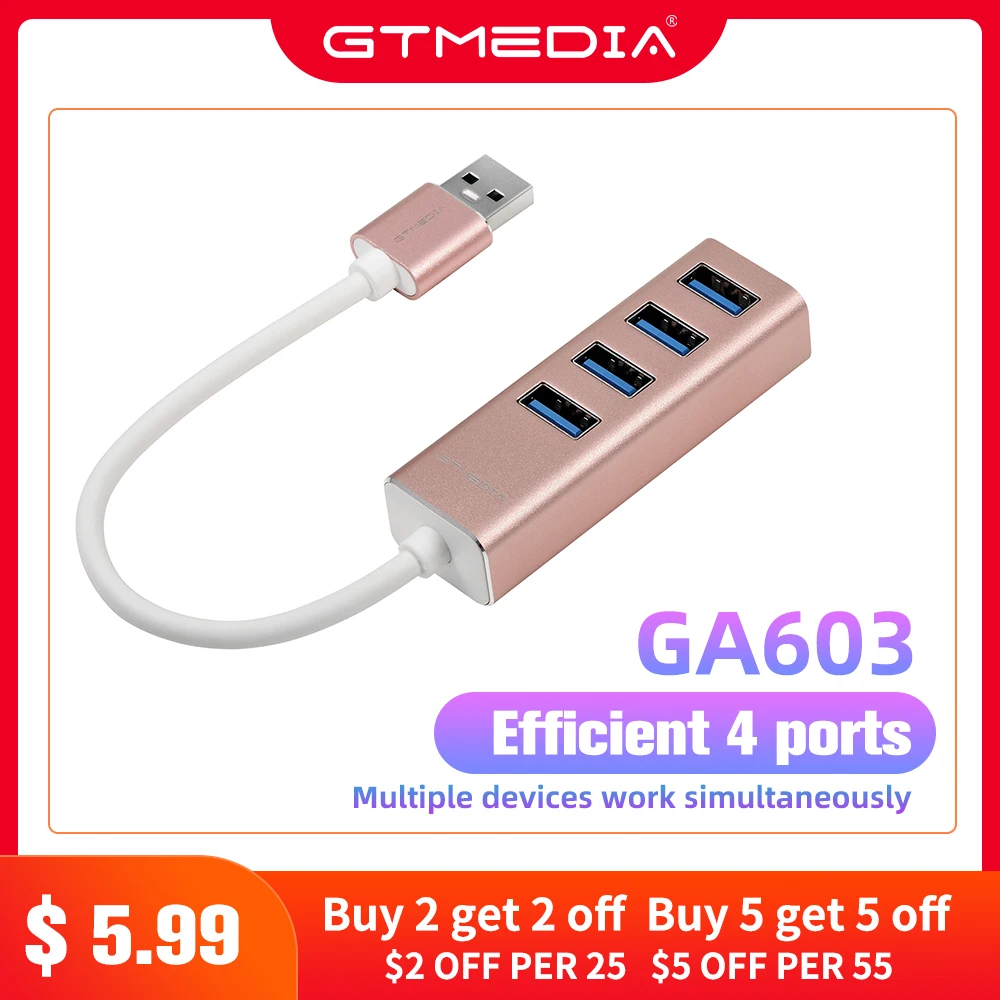 GTMEDIA ультра тонкий 4 портовый USB 3 0 концентратор высокой Скорость стабильный usb хаб
