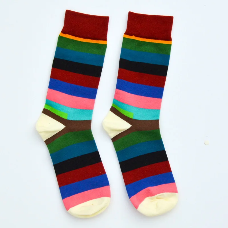 F LKWDer 6 пар мужские забавные носки Calcetines Happy носки для мужчин Chaussette Homme красочные полосатые Meias удобные теплые носки - Цвет: F