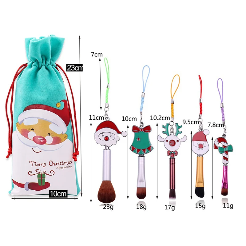 

5pcs Makeup Brushes Natural Brush Set Kit Powder Small High Quality Highlighter Lip Eyeshadow Christmas pattern Cosmetics Brush