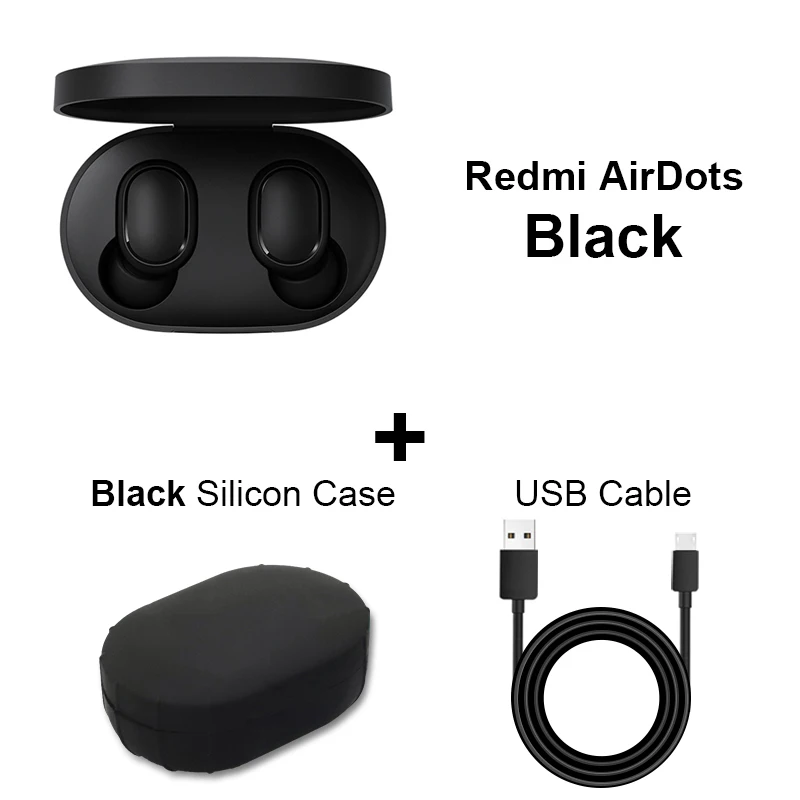 Add Cable Black Xiaomi Redmi Airdots TWS Bluetooth наушники стерео басы BT 5,0 Eeadphones с микрофоном Handsfree Наушники управление AI - Цвет: Add Cable Black