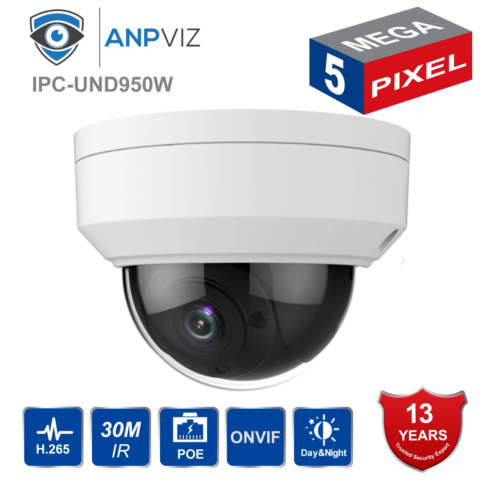 Anpviz 5MP POE купольная IP камера наружная широкоугольная CCTV видеонаблюдения 30 м IR 2