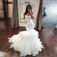 fivsole mermaid ball gown princess wedding dresses sleeveless strapless tulle tiered bridal gowns bride dress wedding vestidos