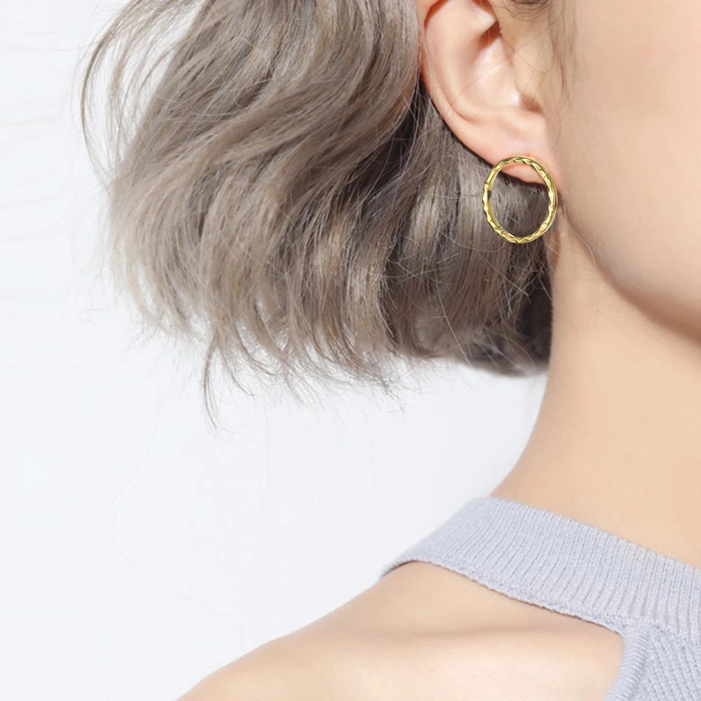 925 стерлингового серебра неровный круглый кулон покрытый корейские сережки