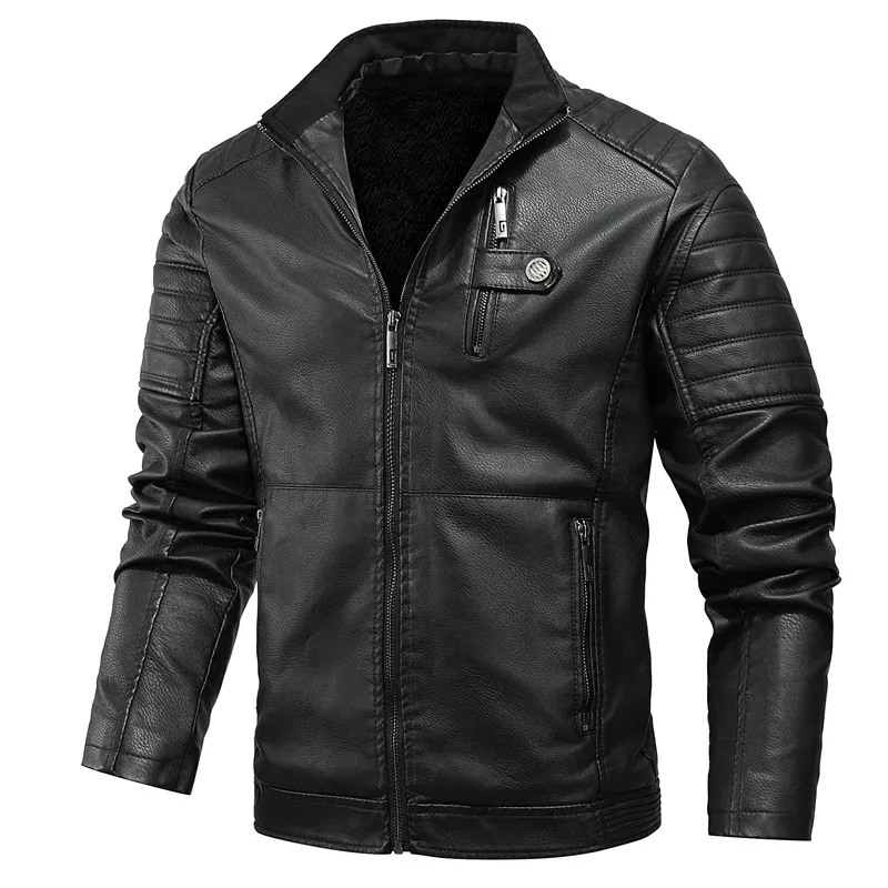 

Winter Men's Leather Jackets Vogue Leather Coats Men Windbreaker Fleece Outerwear PU Leather Jackets Male Brand Clothing Tide