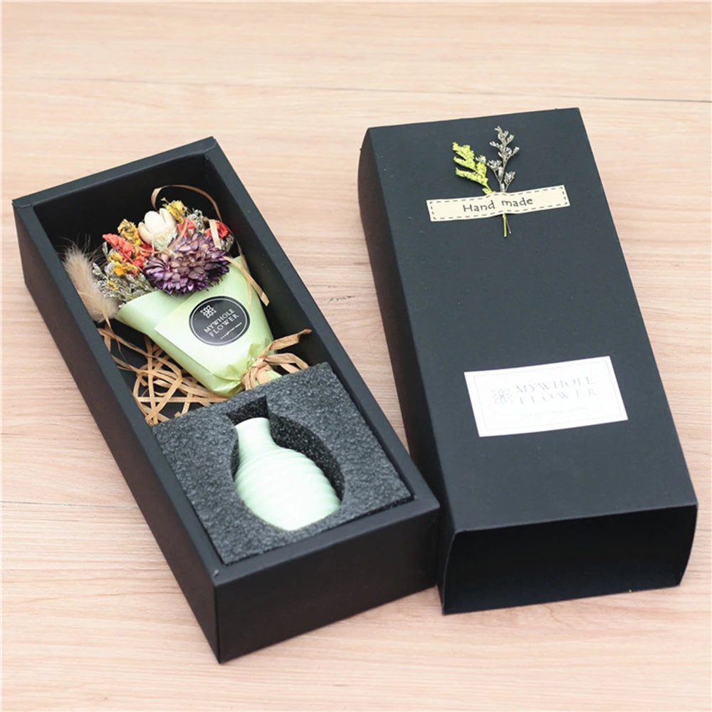 Букет цветов ручной работы с вазой искусственные сушеные цветы букет подарок для