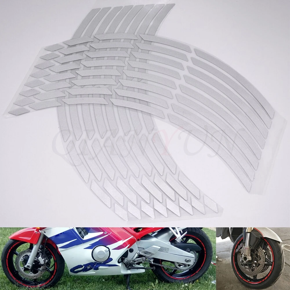 

Universal 17" 18" 19" car motorcycle tire sticker reflective strip tape decal For YAMAHA YZF R1 R6 R6S YZFR25 YZF-R3 YZF R125 R5