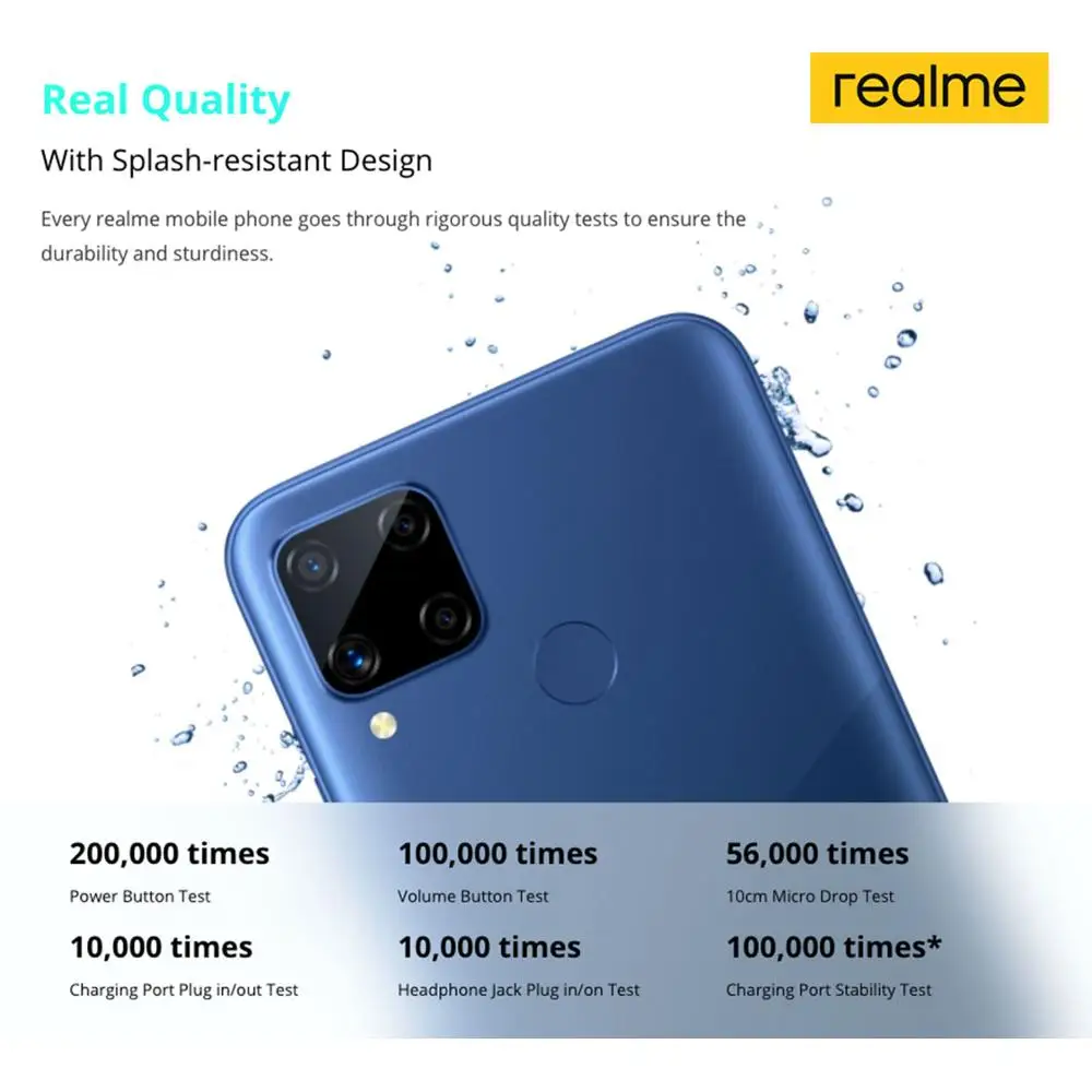 

Global Version In Stock realme C15 Smartphone Helio G35 Octa Core 4GB 64GB 6.5"display 6000mAh Large Battery 18W Quick Charge