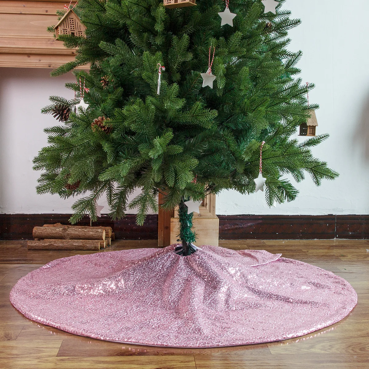 

Sparkly Tree Skirt Christmas Tree Decoration Fabric Carpet Round Gold Sequin Christmas Tree Mats Beautiful Photography Props