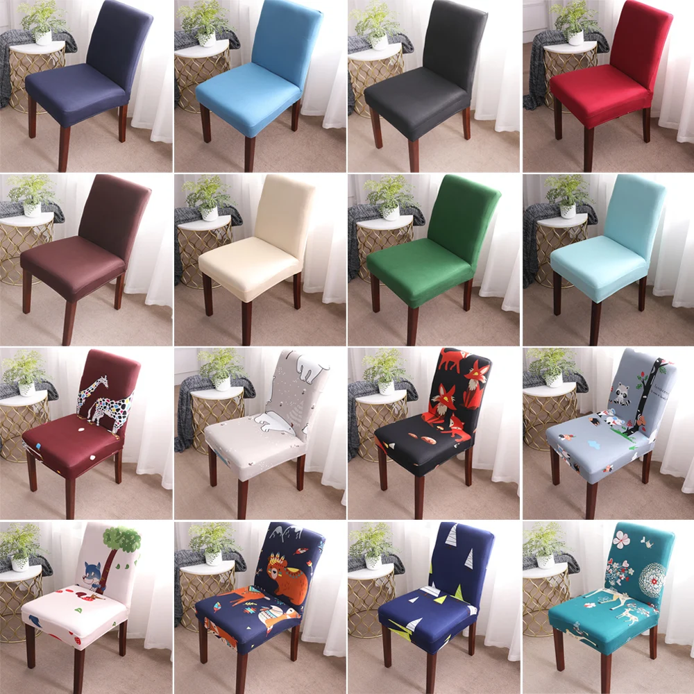 

Universal Spandex Chair Cover Elastic Printed Dining Chair Slipcover Removable Seat Case Stretch Banquet Wedding Party Decor
